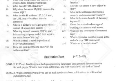 Welcome to Shining Study 28 WEB SYSTEM & TECHNOLOGIES BS IT 6th Term 2017 Past Paper UOS