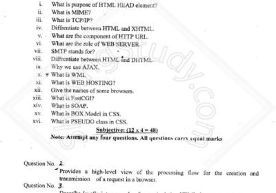 WEB SYSTEM & TECHNOLOGIES MSc IT 3rd Term 2017 Past Paper UOS