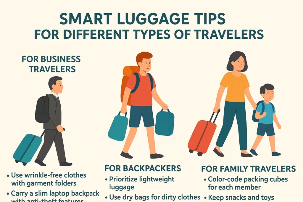 smart luggage tips 2025 for business, backpackers, and family travelers