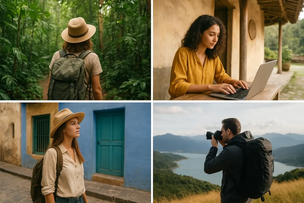 Your Passport to Adventure: Explore the World Like Never Before 3 Collage of modern travel trends showing sustainable travel