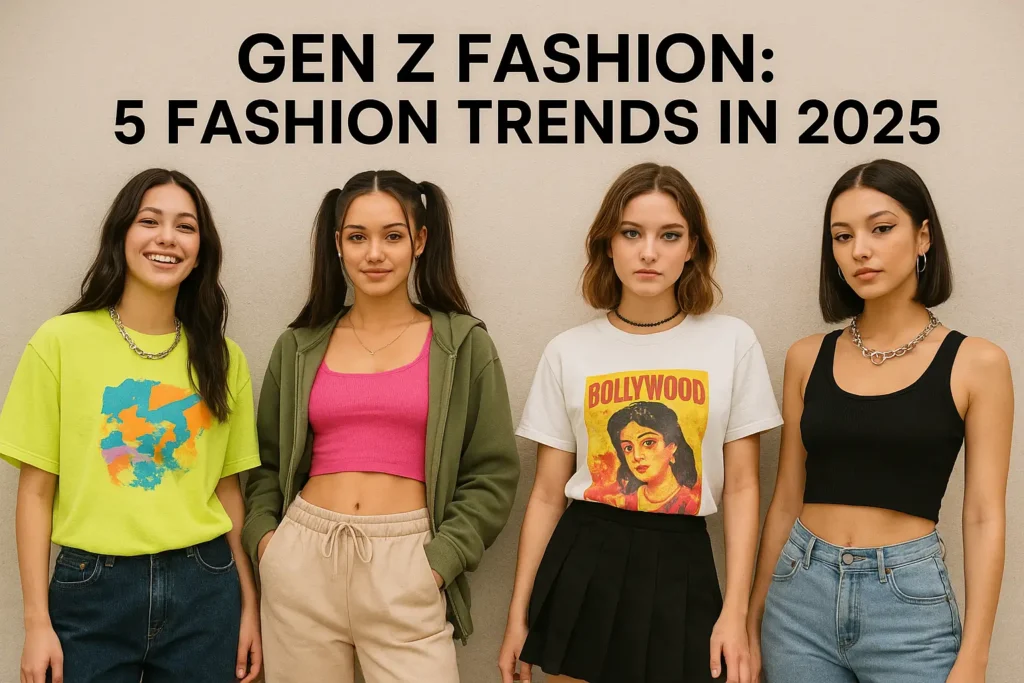Four stylish Gen Z girls showcasing 2025 fashion trends