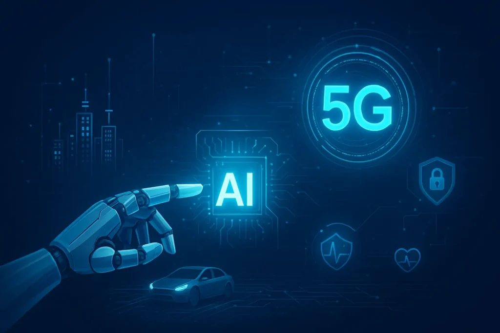 From AI to 5G: The Future Is Now 4 Futuristic digital artwork showing AI and 5G integration