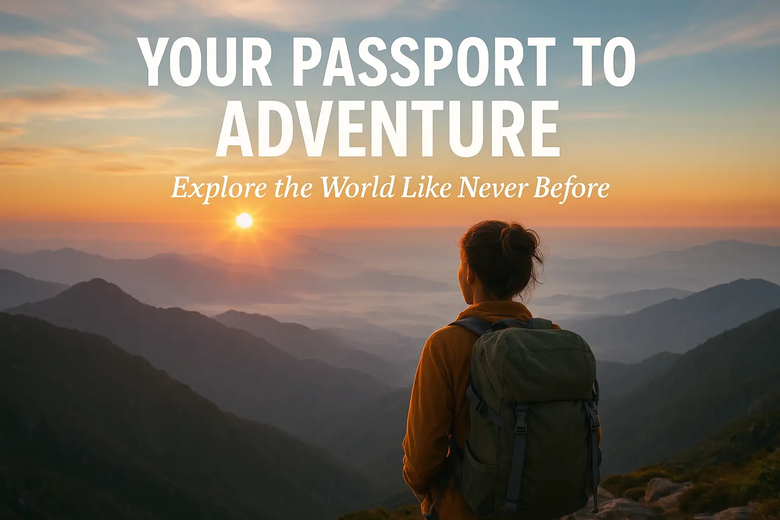 Your Passport to Adventure: Explore the World Like Never Before 1 Traveler overlooking sunrise on mountain ridge with backpack
