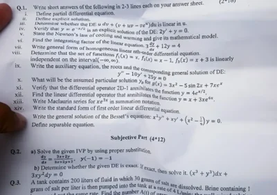 Welcome to Shining Study 26 Differential Equations Past Paper 2019 BSCS University of Sargodha