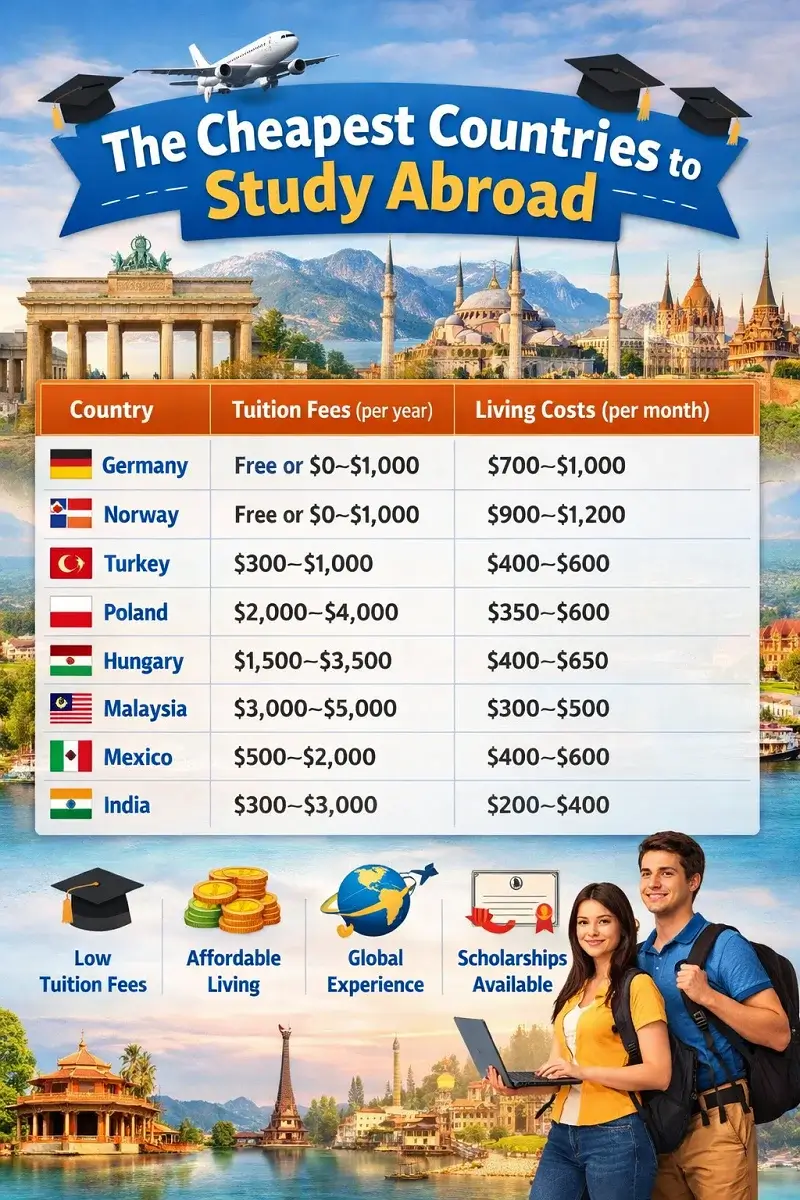 The Cheapest Countries to Study Abroad