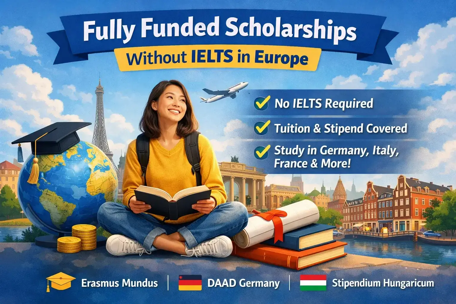 fully funded scholarships without ielts in europe